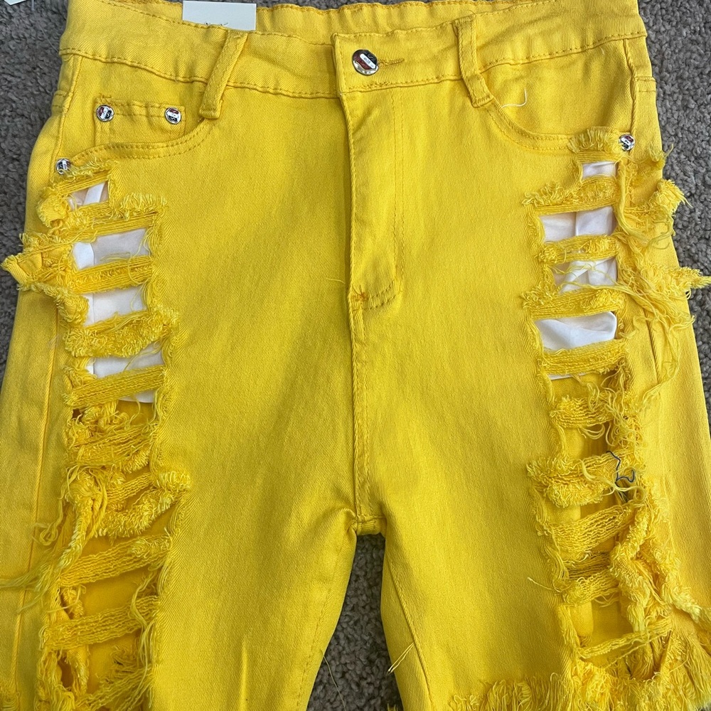 Yellow Distress Shorts